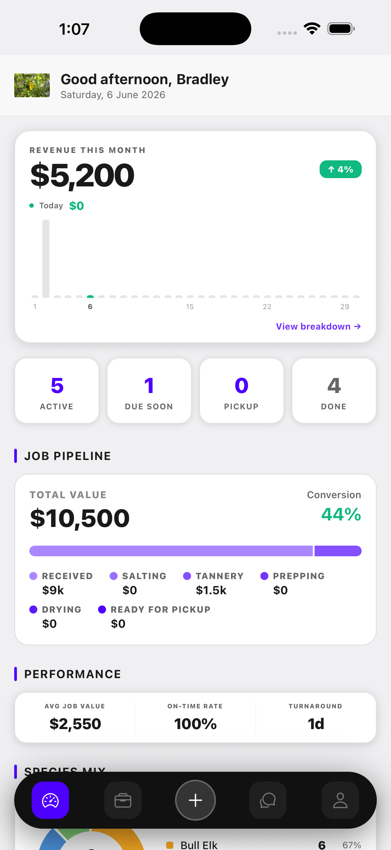 Taxidermy Pro app dashboard